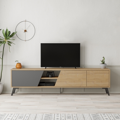 Тумба под ТВ FIONA TV STAND OAK OAK ANTHRACITE 180X36X48 СМ. (LEV00480)