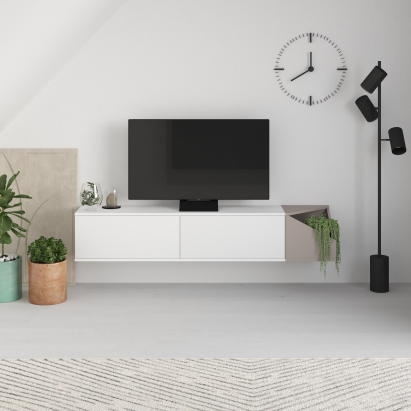 Тумба подвесная AULOS TV STAND WHITE WHITE LIGHT MOCHA 190X36X35 СМ. (LEV00505)