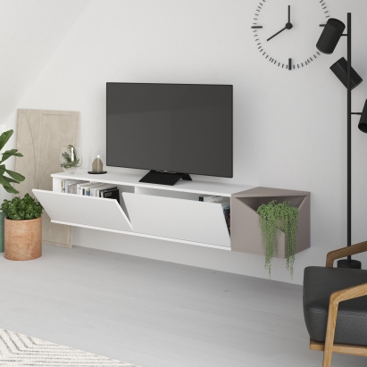 Тумба подвесная AULOS TV STAND WHITE WHITE LIGHT MOCHA 190X36X35 СМ. (LEV00505)