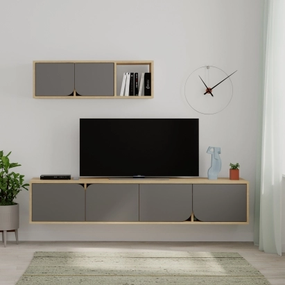 Тумба подвесная SPARK TV UNIT OAK OAK ANTHRACITE 180X36X180 СМ. (LEV00487)