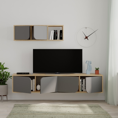 Тумба подвесная SPARK TV UNIT OAK OAK ANTHRACITE 180X36X180 СМ. (LEV00487)