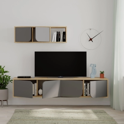 Тумба подвесная SPARK TV UNIT OAK OAK ANTHRACITE 180X36X180 СМ. (LEV00487)