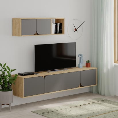 Тумба подвесная SPARK TV UNIT OAK OAK ANTHRACITE 180X36X180 СМ. (LEV00487)