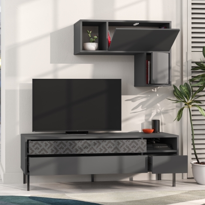 Тумба под ТВ HEATON TV UNIT ANTHRACITE ANTHRACITE ANTHRACITE 145X36X48 СМ. (LEV00485)