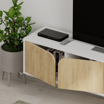 Тумба подвесная SPARK TV STAND WHITE WHITE OAK 180X36X35 СМ. (LEV00535)