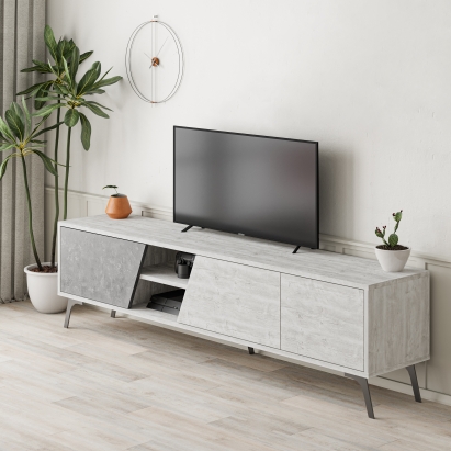 Тумба под ТВ FIONA TV STAND ANCIENT WHITE ANCIENT WHITE RETRO GREY 180X36X48 СМ. (LEV00451)