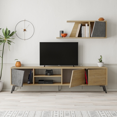 Тумба под ТВ FIONA TV UNIT OAK OAK RETRO GREY 180X36X48 СМ. (LEV00565)