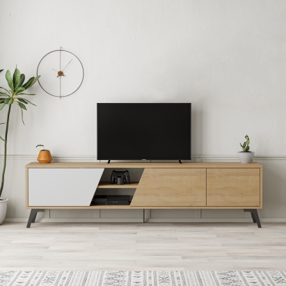 Тумба под ТВ FIONA TV STAND OAK OAK WHITE 180X36X48 СМ. (LEV00481)