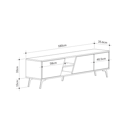 Тумба под ТВ FIONA TV STAND OAK OAK WHITE 180X36X48 СМ. (LEV00481)