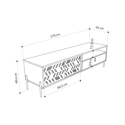 Тумба под ТВ DIONYSOS TV STAND RETRO GREY RETRO GREY RETRO GREY 170X45X49 СМ. (LEV00508)