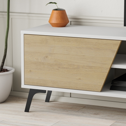 Тумба под ТВ FIONA TV UNIT WHITE WHITE OAK 180X36X48 СМ. (LEV00563)