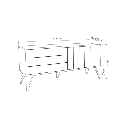 Тумба под ТВ PICADILLY TV STAND WHITE WHITE WHITE 139X36X57 СМ. (LEV00443)