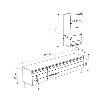 Тумба под ТВ ARYA TV UNIT WHITE WHITE WHITE 180X36X180 СМ. (LEV00531)