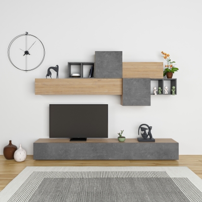 Тумба под ТВ TROMEN TV UNIT OAK OAK RETRO GREY 260X40X181 СМ. (LEV00555)