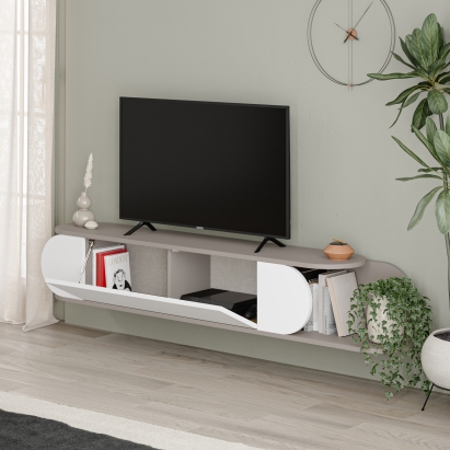 Тумба подвесная TONE TV STAND LIGHT MOCHA LIGHT MOCHA WHITE 180X30X30 СМ. (LEV00552)