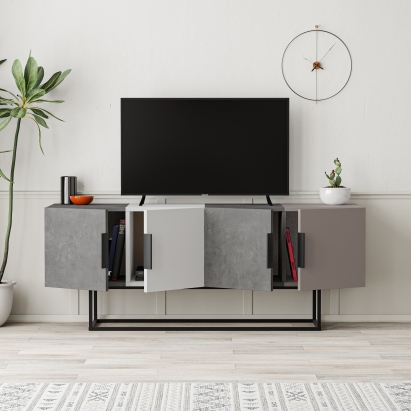 Тумба под ТВ TONTINI TV STAND RETRO GREY WHITE LIGHT MOCHA 140X38X55 СМ. (LEV00464)