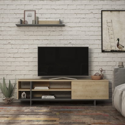 Тумба под ТВ STOCKTON TV UNIT ANTHRACITE OAK OAK 160X36X44 СМ. (LEV00446)