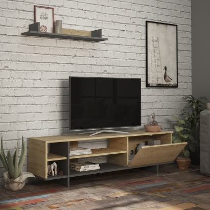 Тумба под ТВ STOCKTON TV UNIT ANTHRACITE OAK OAK 160X36X44 СМ. (LEV00446)