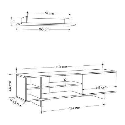 Тумба под ТВ STOCKTON TV UNIT ANTHRACITE OAK OAK 160X36X44 СМ. (LEV00446)