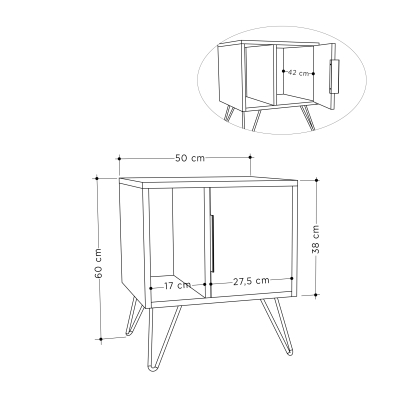 Тумба прикроватная GLYNN BEDSIDE TABLE LIGHT MOCHA LIGHT MOCHA ANCIENT WHITE 50X45X58 СМ. (LEV00300)