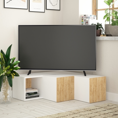 Тумба под ТВ COMPACT TV STAND WHITE WHITE OAK 90X92X32 СМ. (LEV00408)