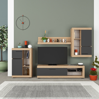 Тумба под ТВ LION TV UNIT OAK OAK ANTHRACITE 266X41X186 СМ. (LEV00543)