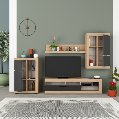 Тумба под ТВ LION TV UNIT OAK OAK ANTHRACITE 266X41X186 СМ. (LEV00543)