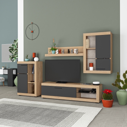 Тумба под ТВ LION TV UNIT OAK OAK ANTHRACITE 266X41X186 СМ. (LEV00543)