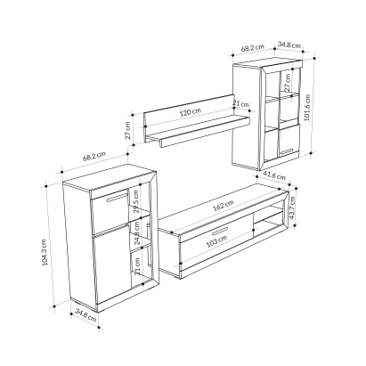 Тумба под ТВ LION TV UNIT OAK OAK ANTHRACITE 266X41X186 СМ. (LEV00543)