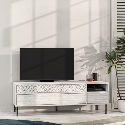 Тумба под ТВ HEATON TV STAND ANCIENT WHITE ANCIENT WHITE ANCIENT WHITE 145X36X48 СМ. (LEV00477)