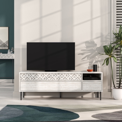 Тумба под ТВ HEATON TV STAND ANCIENT WHITE ANCIENT WHITE ANCIENT WHITE 145X36X48 СМ. (LEV00477)