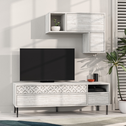 Тумба под ТВ HEATON TV UNIT ANCIENT WHITE ANCIENT WHITE ANCIENT WHITE 145X36X48 СМ. (LEV00474)