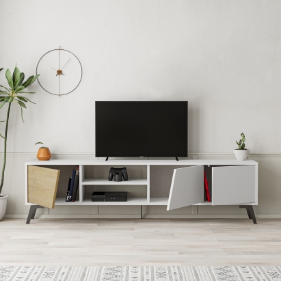 Тумба под ТВ FIONA TV STAND WHITE WHITE OAK 180X36X48 СМ. (LEV00450)