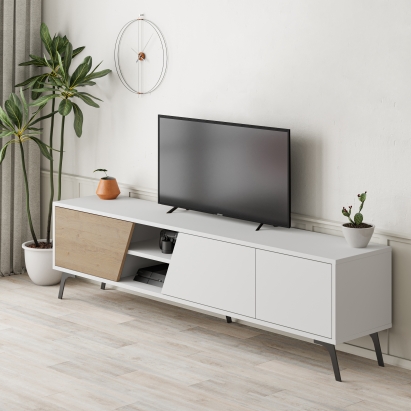 Тумба под ТВ FIONA TV STAND WHITE WHITE OAK 180X36X48 СМ. (LEV00450)