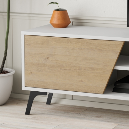 Тумба под ТВ FIONA TV STAND WHITE WHITE OAK 180X36X48 СМ. (LEV00450)