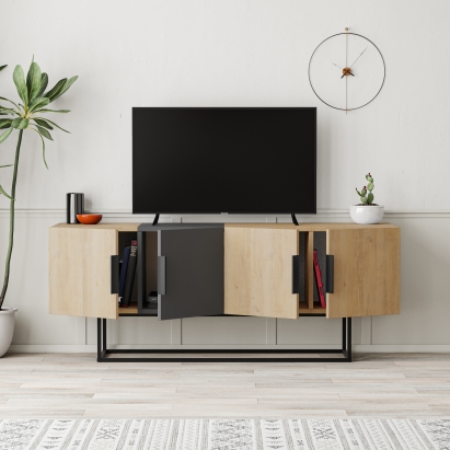 Тумба под ТВ TONTINI TV STAND OAK ANTHRACITE OAK 140X38X55 СМ. (LEV00490)