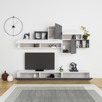 Тумба под ТВ TROMEN TV UNIT WHITE WHITE RETRO GREY 260X40X181 СМ. (LEV00554)