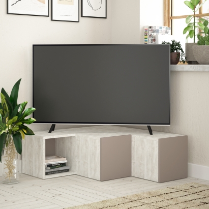 Тумба под ТВ COMPACT TV STAND ANCIENT WHITE ANCIENT WHITE LIGHT MOCHA 94X91X31 СМ. (LEV00411)