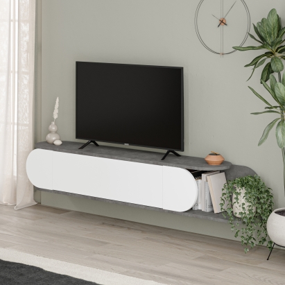 Тумба подвесная TONE TV STAND RETRO GREY RETRO GREY WHITE 180X29,6X30 СМ. (LEV00551)