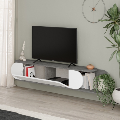 Тумба подвесная TONE TV STAND RETRO GREY RETRO GREY WHITE 180X29,6X30 СМ. (LEV00551)