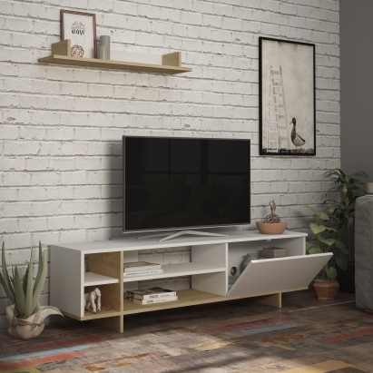 Тумба под ТВ STOCKTON TV UNIT OAK WHITE WHITE 160X36X44 СМ. (LEV00445)