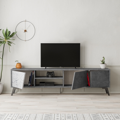 Тумба под ТВ FIONA TV STAND RETRO GREY RETRO GREY CARRARA 180X36X48 СМ. (LEV00453)