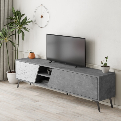 Тумба под ТВ FIONA TV STAND RETRO GREY RETRO GREY CARRARA 180X36X48 СМ. (LEV00453)