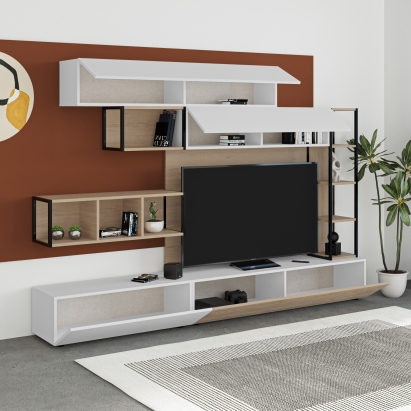 Тумба под ТВ TRONADOR TV UNIT WHITE WHITE OAK 260X40X181 СМ. (LEV00496)