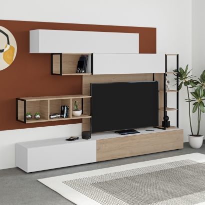 Тумба под ТВ TRONADOR TV UNIT WHITE WHITE OAK 260X40X181 СМ. (LEV00496)