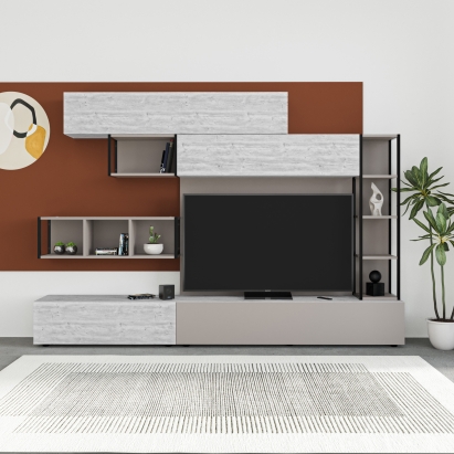 Тумба под ТВ TRONADOR TV UNIT ANCIENT WHITE ANCIENT WHITE LIGHT MOCHA 260X40X181 СМ. (LEV00495)