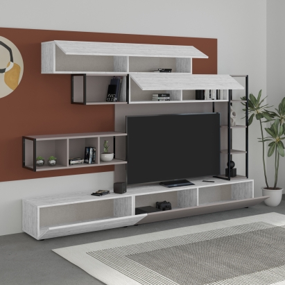 Тумба под ТВ TRONADOR TV UNIT ANCIENT WHITE ANCIENT WHITE LIGHT MOCHA 260X40X181 СМ. (LEV00495)