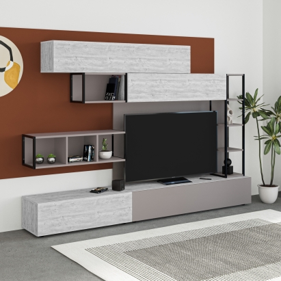 Тумба под ТВ TRONADOR TV UNIT ANCIENT WHITE ANCIENT WHITE LIGHT MOCHA 260X40X181 СМ. (LEV00495)