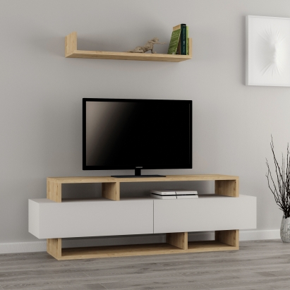 Тумба под ТВ RELA TV STAND OAK OAK WHITE 125X32X42 СМ. (LEV00396)