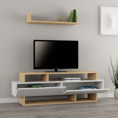 Тумба под ТВ RELA TV STAND OAK OAK WHITE 125X32X42 СМ. (LEV00396)